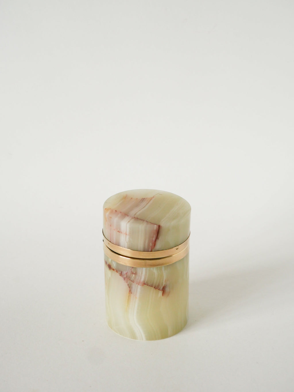 Grande Boîte En Albâtre Et Laiton, Forme Cylindre, Design, 1970
