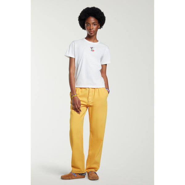 Jean Resin Wash Contrast Stitch Yellow