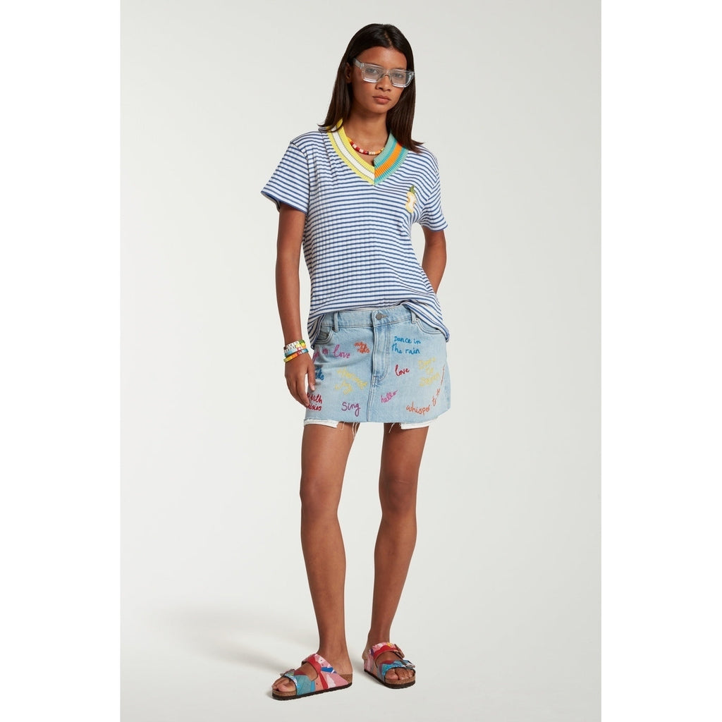 Jupe Beaded Word Denim