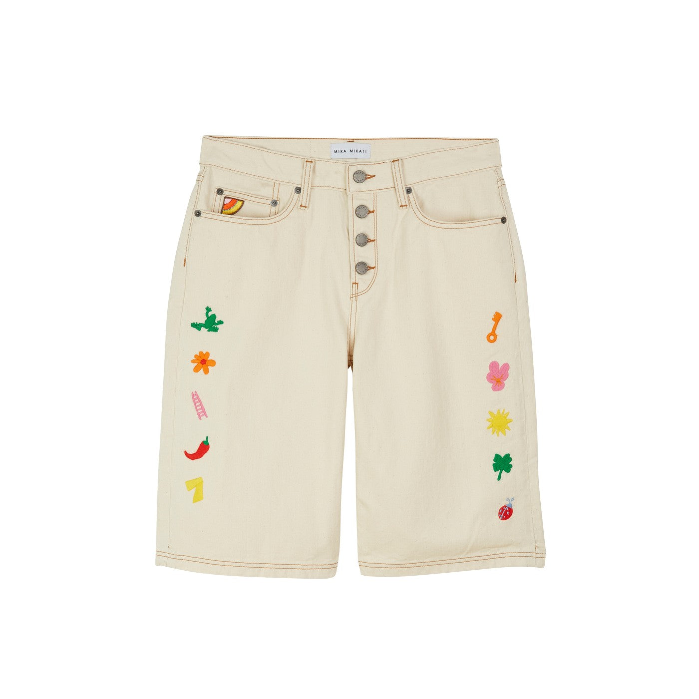 Short Lucky Charm Embroidered Denim