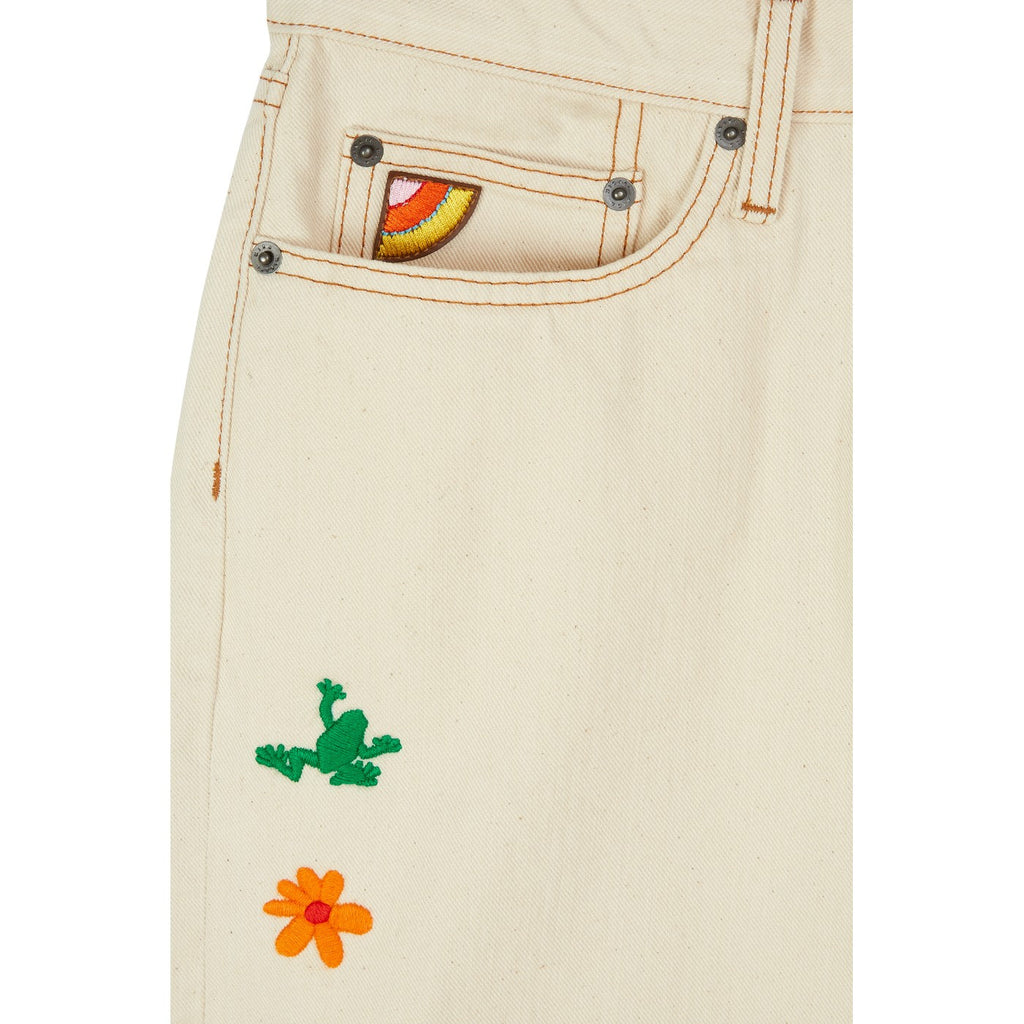 Short Lucky Charm Embroidered Denim