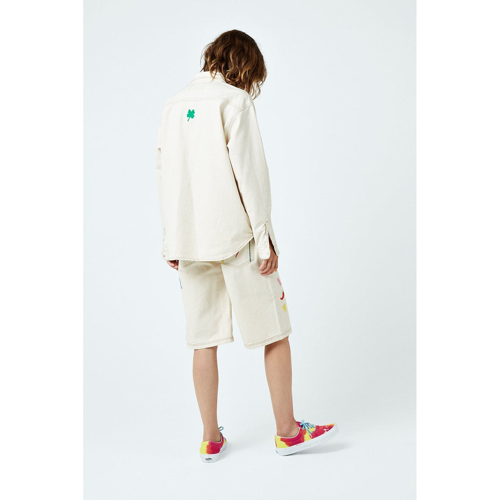 Short Lucky Charm Embroidered Denim