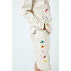 Short Lucky Charm Embroidered Denim