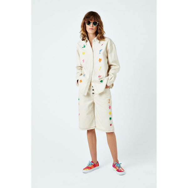 Short Lucky Charm Embroidered Denim