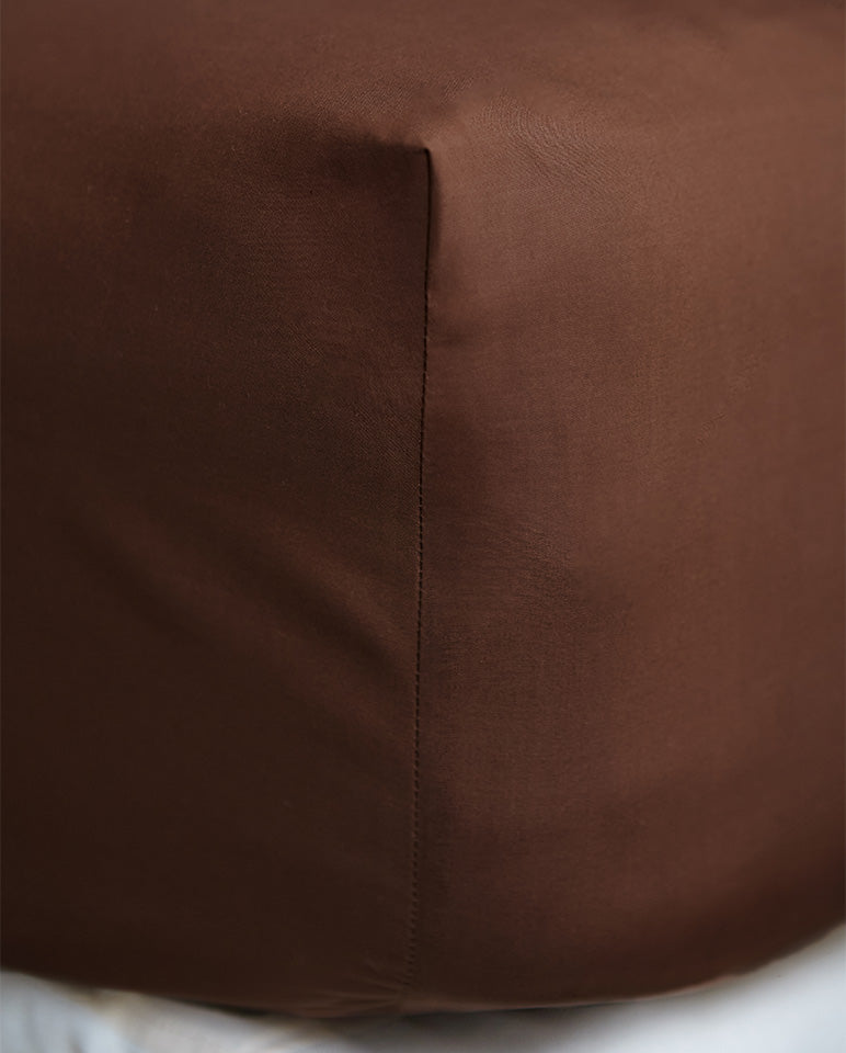 Drap Housse Percale De Coton - Chocolat