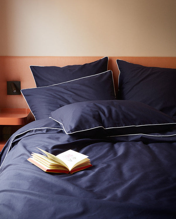 Drap Housse Percale De Coton - Bleu Nuit