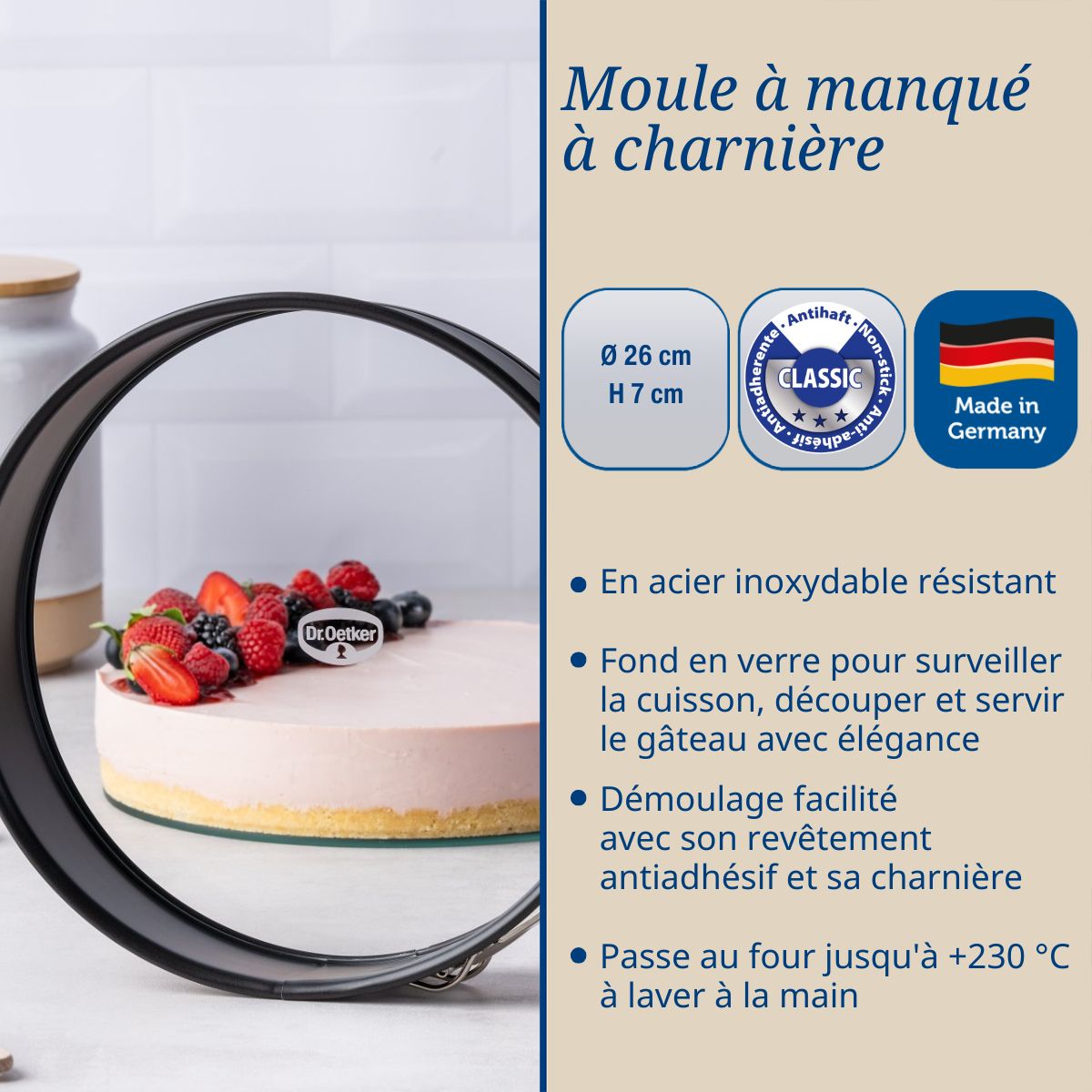 Dr Oetker - Ensemble De 2 Moules À Manqué À Charnière 26 Cm Dr.Oetker Tradition - Noir