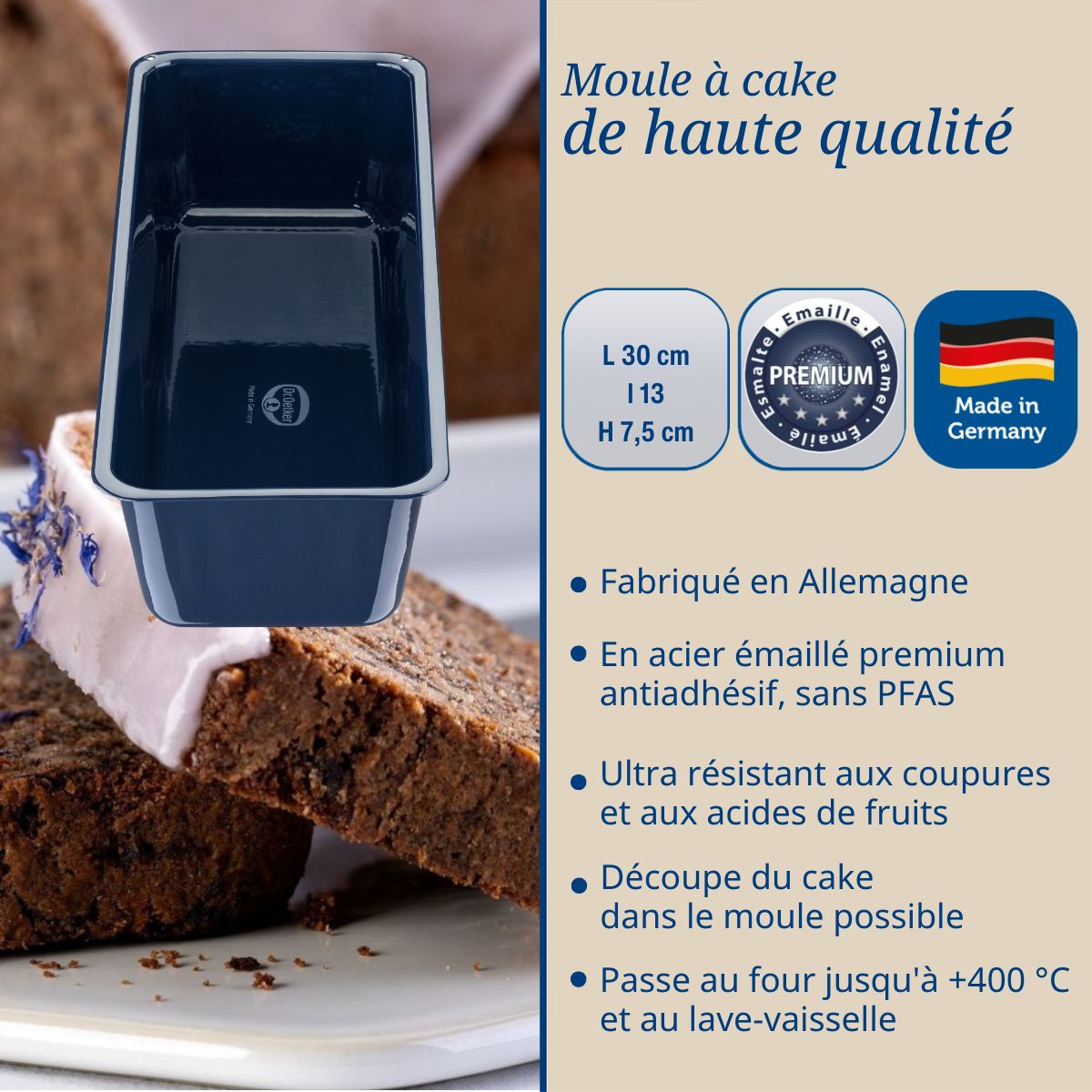Dr Oetker - Lot De 2 Moules À Gâteaux 30/30 Cm En Acier Émaillé Dr Oetker Back-Liebe - Bleu