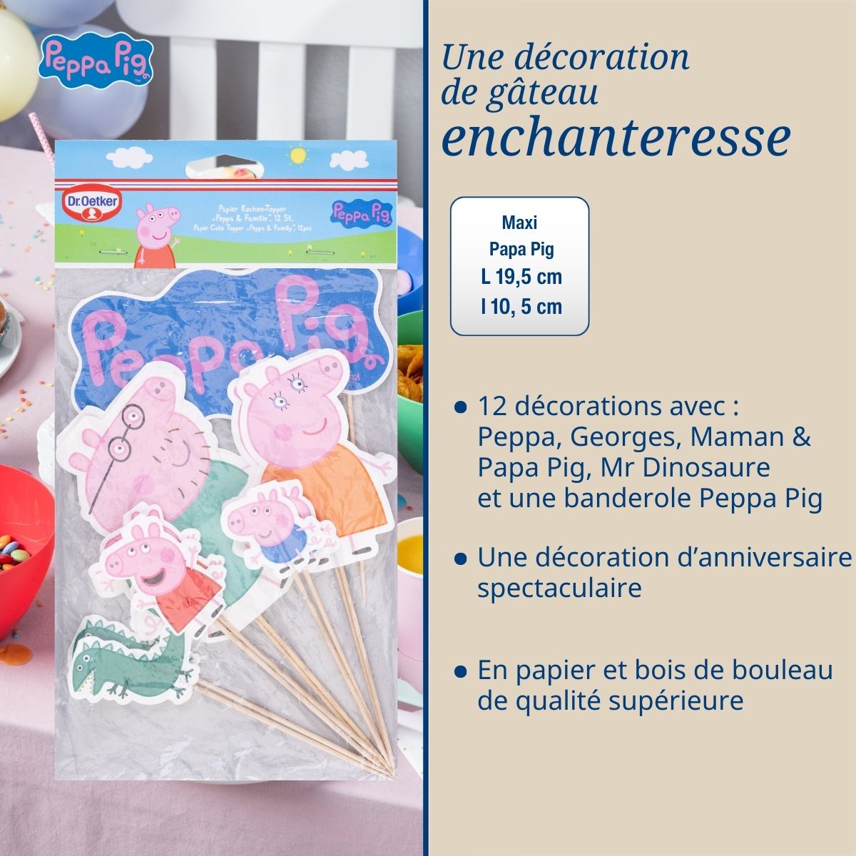 Dr Oetker - Ensemble De 24 Décorations De Gâteau D’Anniversaire Dr. Oetker Peppa Pig - Coloré