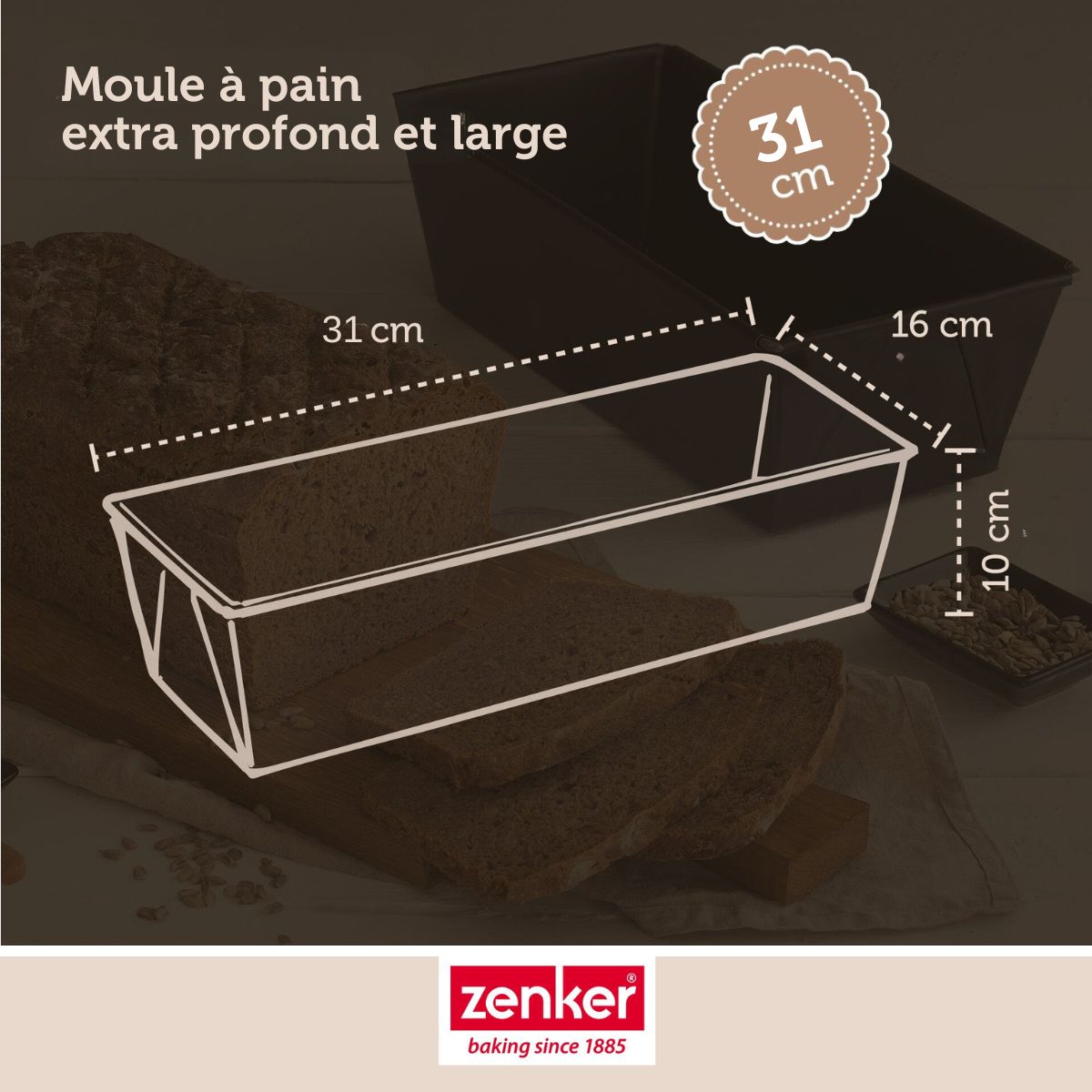 Zenker - Ensemble De 2 Moules À Pain 31Cm Zenker Pure - Noir