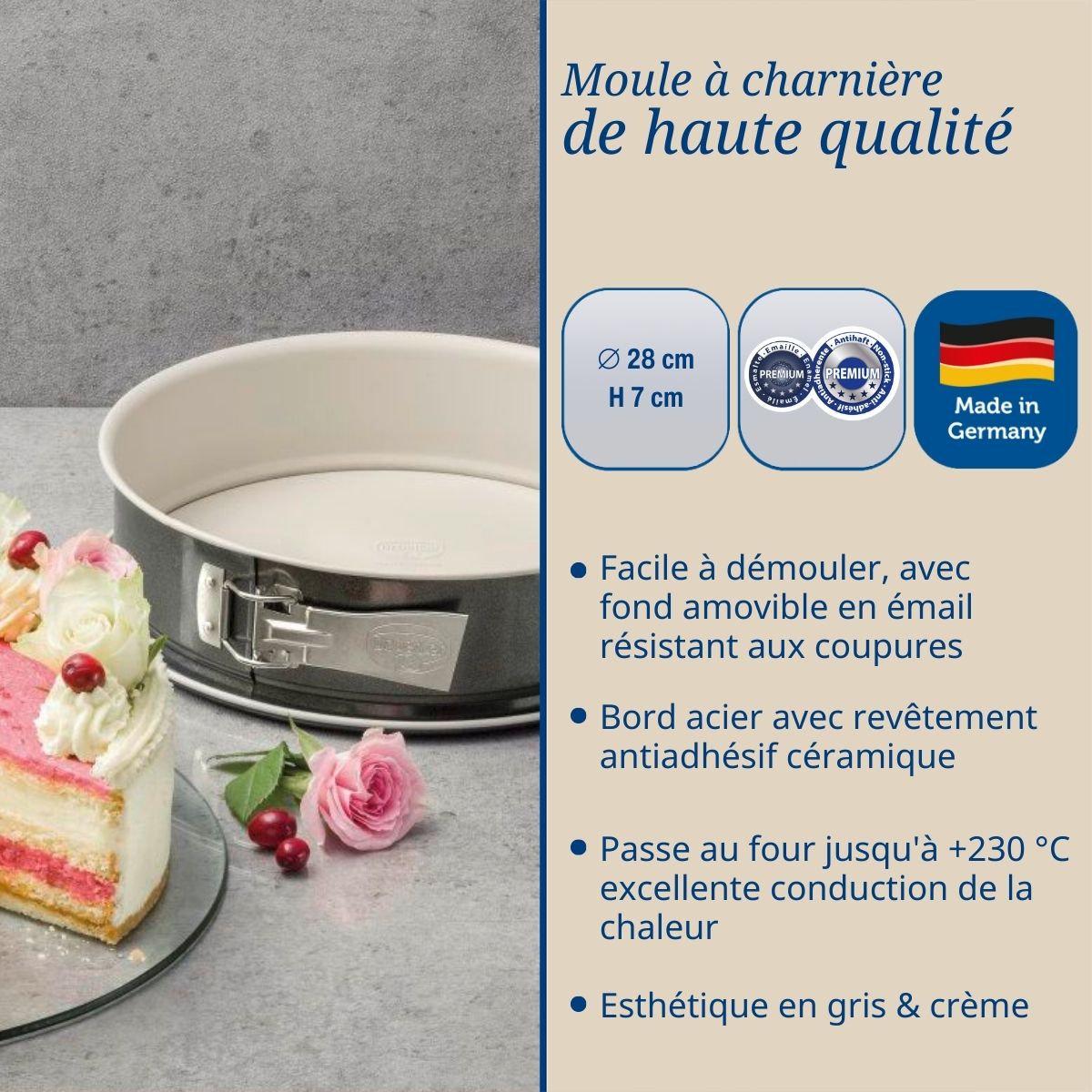 Dr Oetker - Lot De 2 Moules À Gâteaux 28/28 Cm En Acier Dr Oetker Back-Trend - Blanc