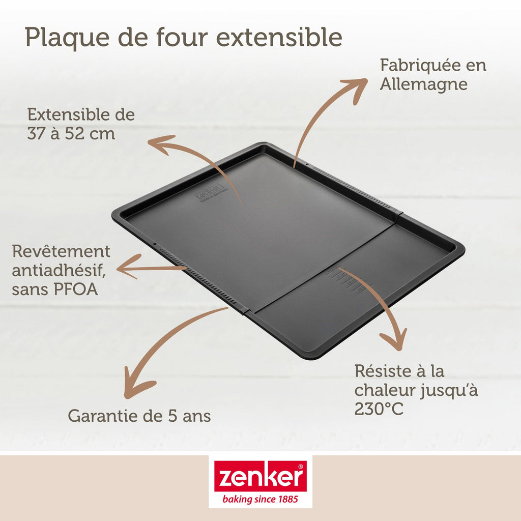 Zenker - Ensemble De 2 Plaques À Pâtisserie Extensible De 37 À 52 X 33 Cm Zenker Black Metallic - Noir