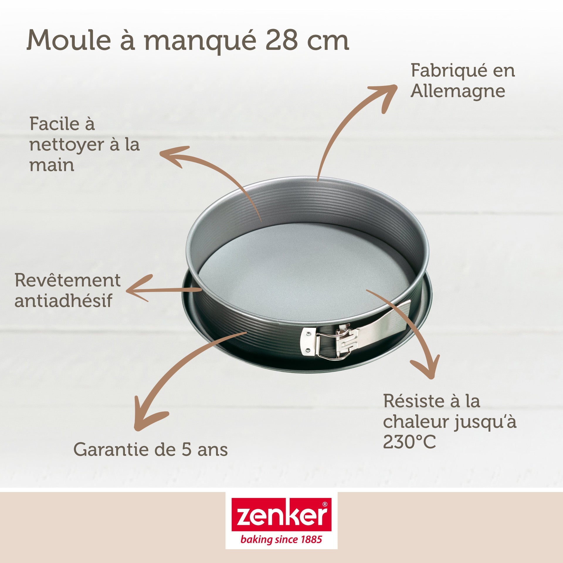 Zenker - Lot De 2 Moules À Gâteaux 28/28 Cm En Acier Zenker Energy - Gris