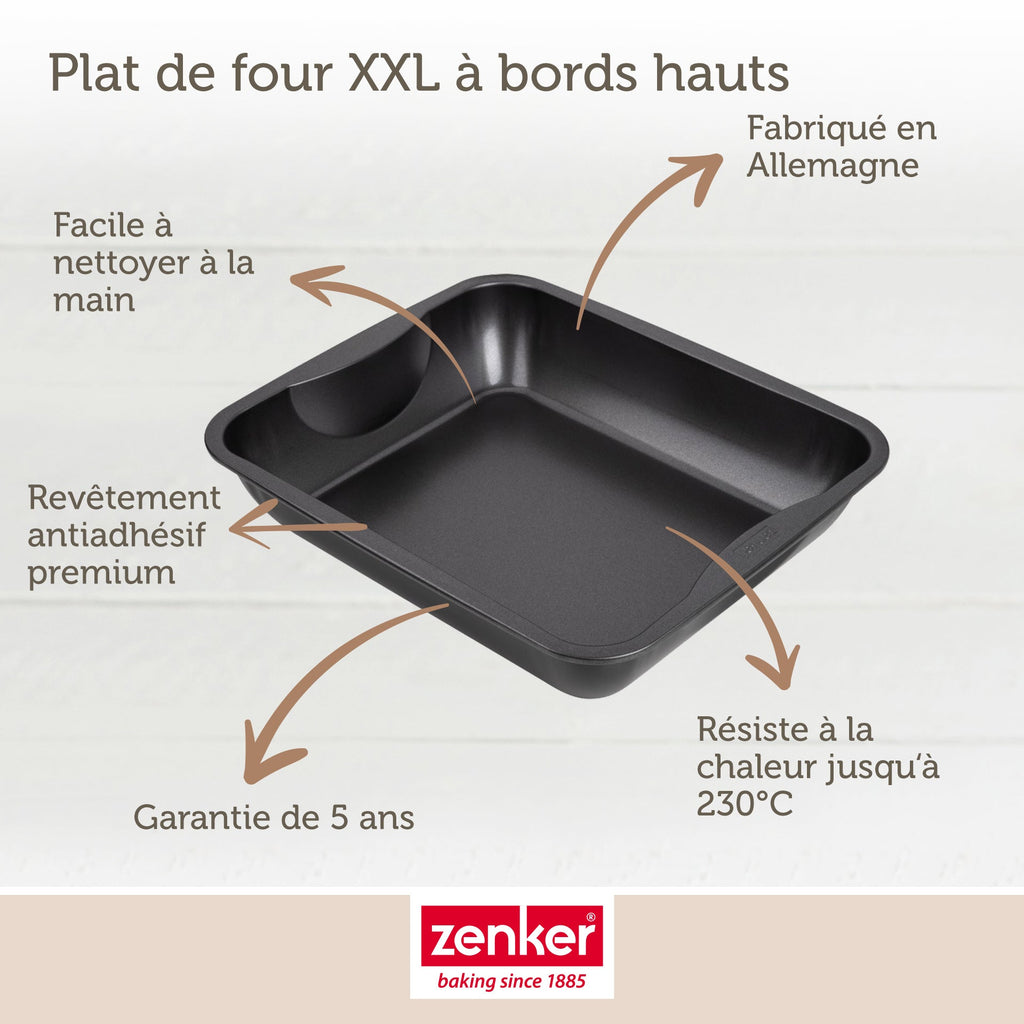 Zenker - Ensemble De 2 Plats À Four Xxl Rectangle 40 X 34 Cm Zenker Spécial Cooking - Noir