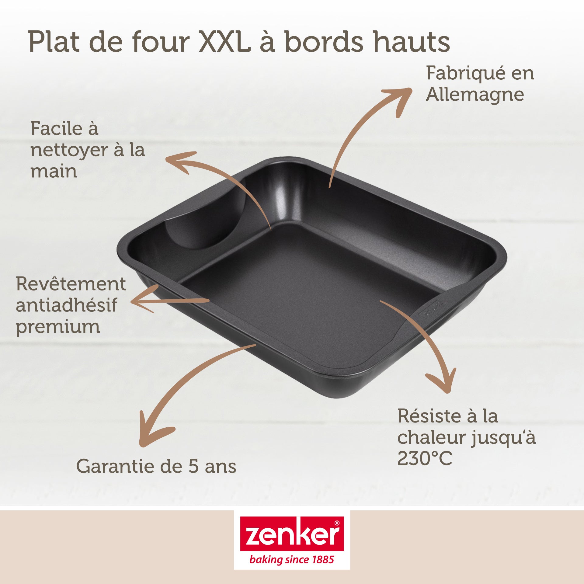 Zenker - Ensemble De 2 Plats À Four Xxl Rectangle 40 X 34 Cm Zenker Spécial Cooking - Noir