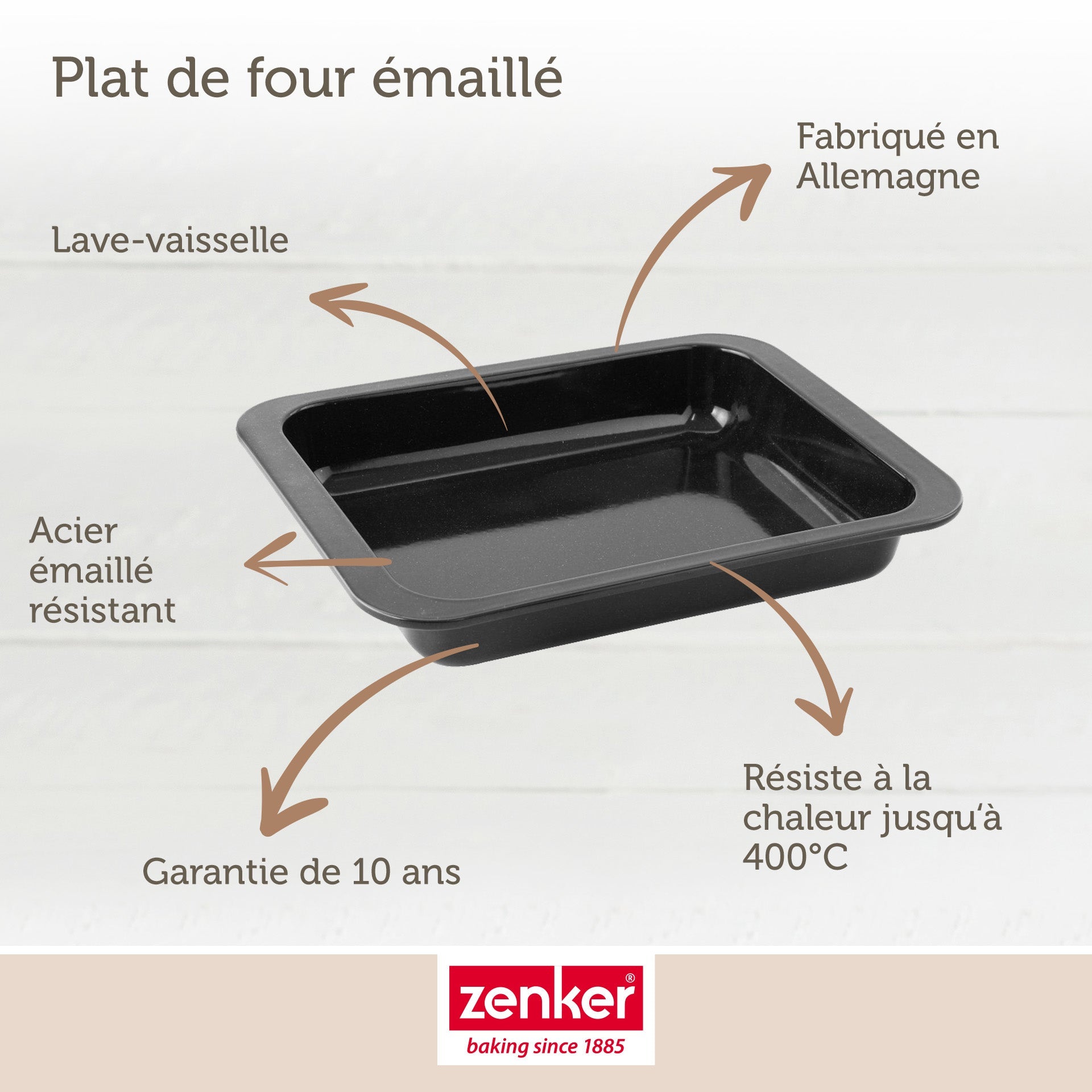 Zenker - Lot De 2 Plats Four 33/33 Cm En Acier Émaillé Avec 2 Ustensiles Zenker Special Cooking - Noir