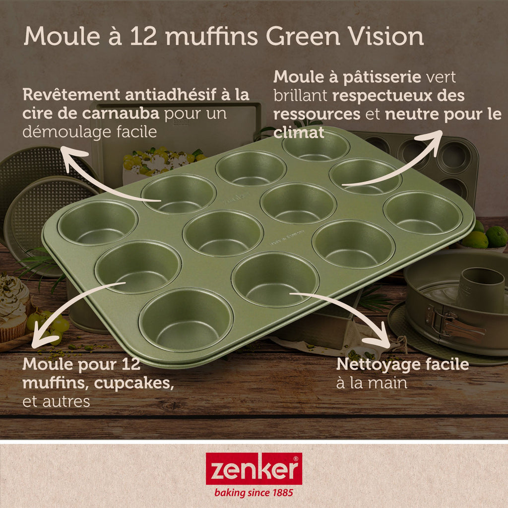 Zenker - Lot De 2 Moules À Gâteaux 38,5/26,5 Cm En Acier Zenker Green Vision - Vert