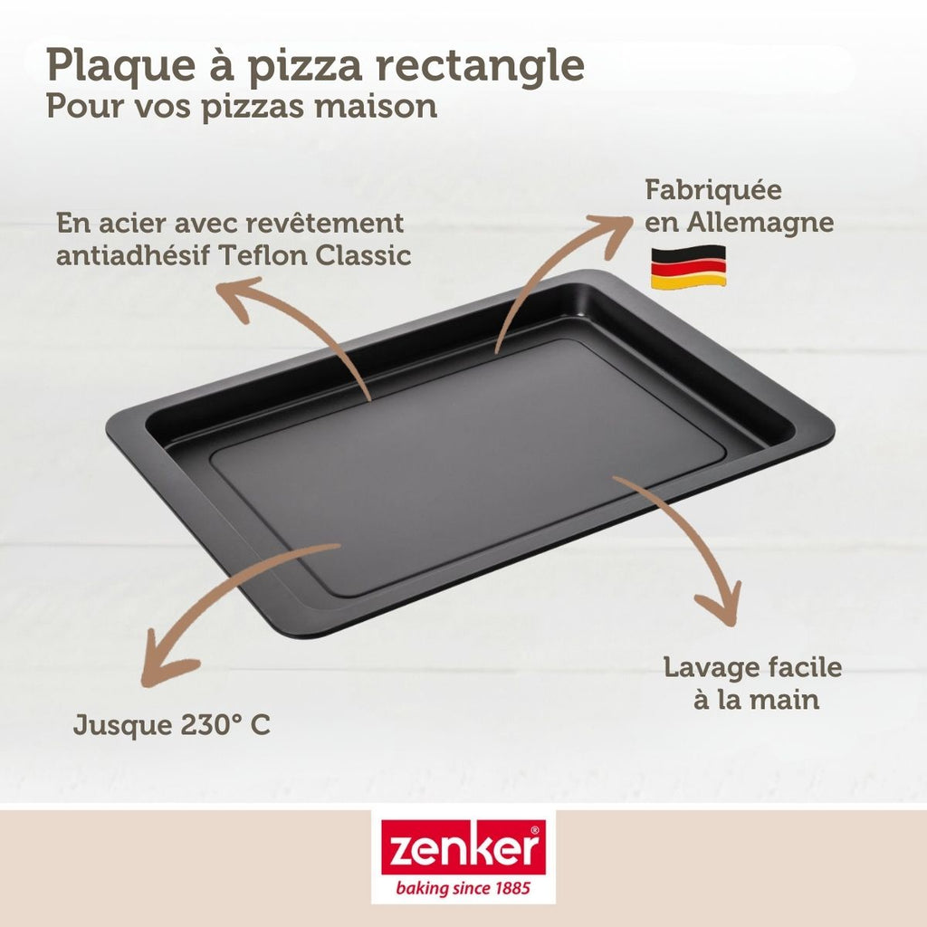 Zenker - Lot De 2 Plaques À Pizza Rectangulaires 42/29/2,5 Cm En Acier Spécial Crountries Spécial Crountries Zenker Spécial Crountries - Noir