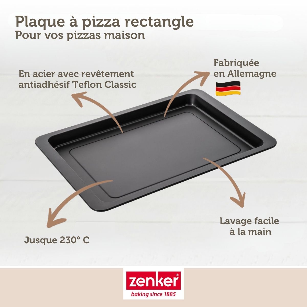 Zenker - Lot De 2 Plaques À Pizza Rectangulaires 42/29/2,5 Cm En Acier Spécial Crountries Spécial Crountries Zenker Spécial Crountries - Noir