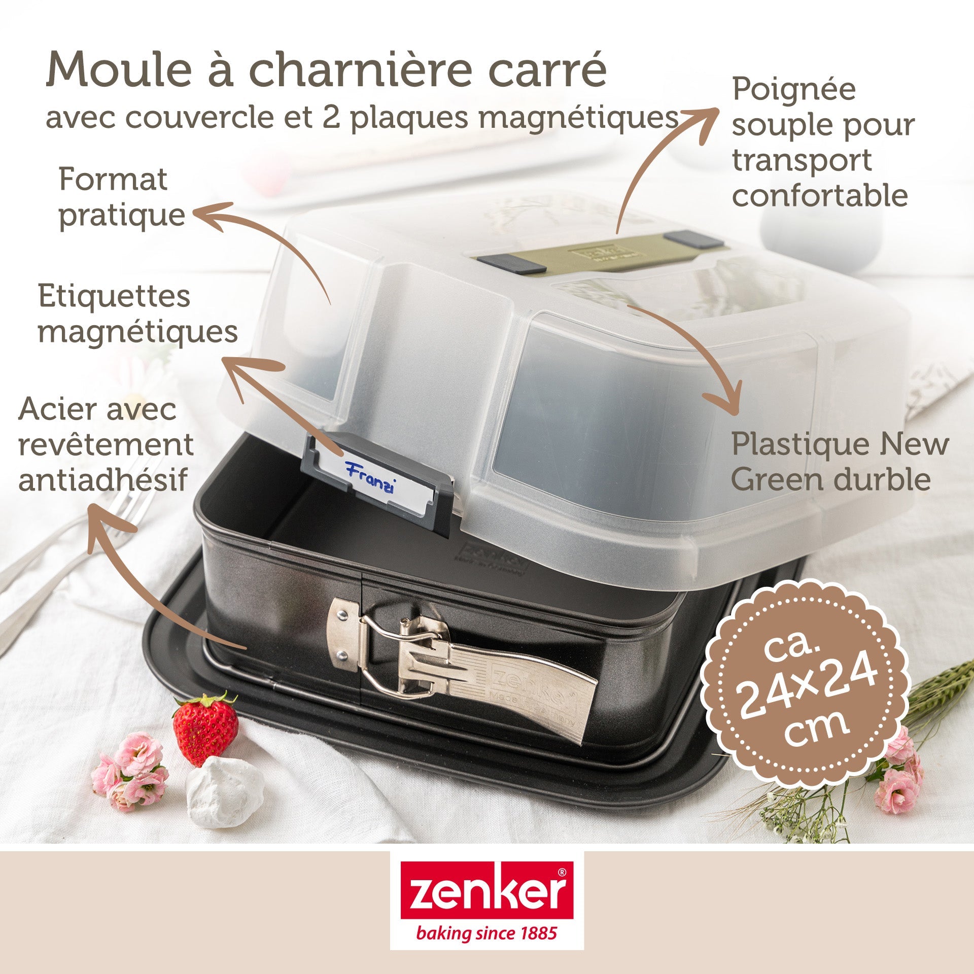 Zenker - Lot De 2 Moules À Gâteaux 23/23 Cm En Acier Zenker Bake Click And Go - Noir