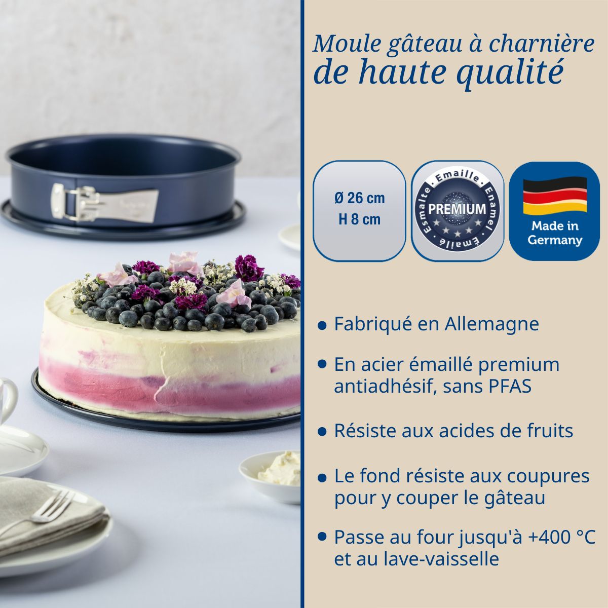 Dr Oetker - Moule À Manqué À Charnière 26 Cm Dr.Oetker Back Liebe - Bleu
