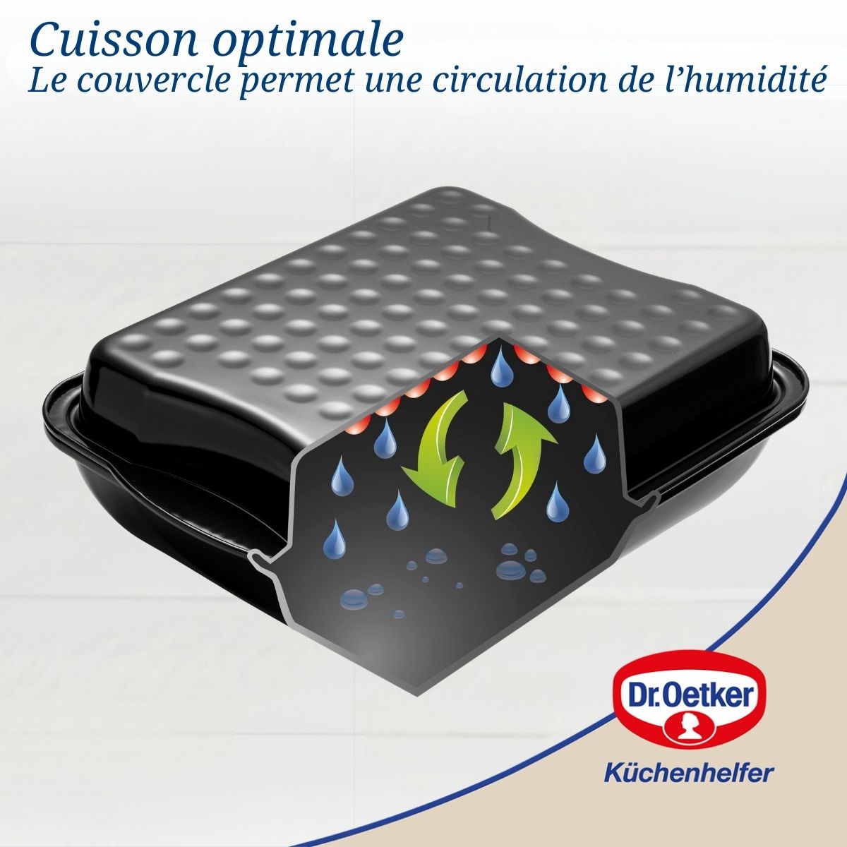 Dr Oetker - Plat À Four Avec Couvercle En Acier Émaillé 42 X 34 Cm Dr. Oetker Back-Idee Kreativ - Noir