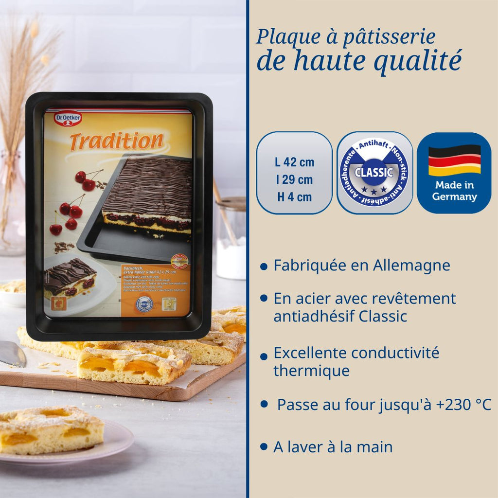Dr Oetker - Plaque À Pâtisserie À Rebord Extra Haut 42 X 29 Cm Dr Oetker Tradition - Noir