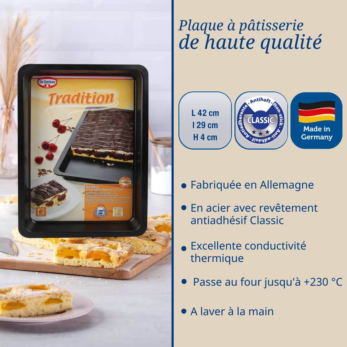Dr Oetker - Plaque À Pâtisserie À Rebord Extra Haut 42 X 29 Cm Dr Oetker Tradition - Noir