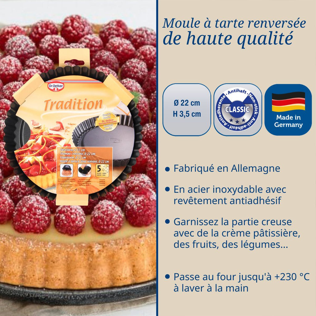 Dr Oetker - Moule À Tarte Renversée 22 Cm Dr.Oetker Tradition - Noir