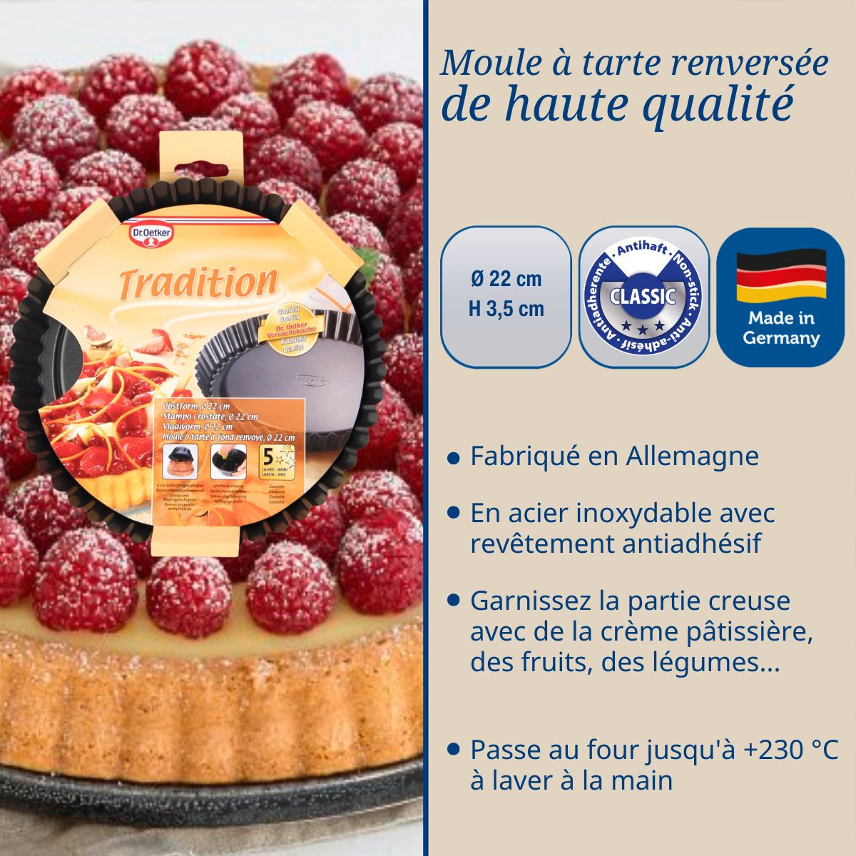 Dr Oetker - Moule À Tarte Renversée 22 Cm Dr.Oetker Tradition - Noir