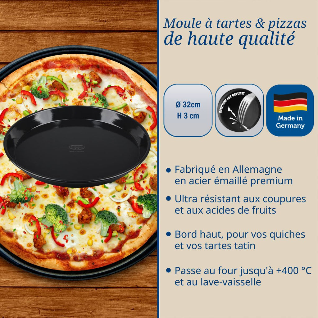 Dr Oetker - Plat À Four Pour Tartes Et Pizzas 32 Cm Dr.Oetker Tradition - Noir