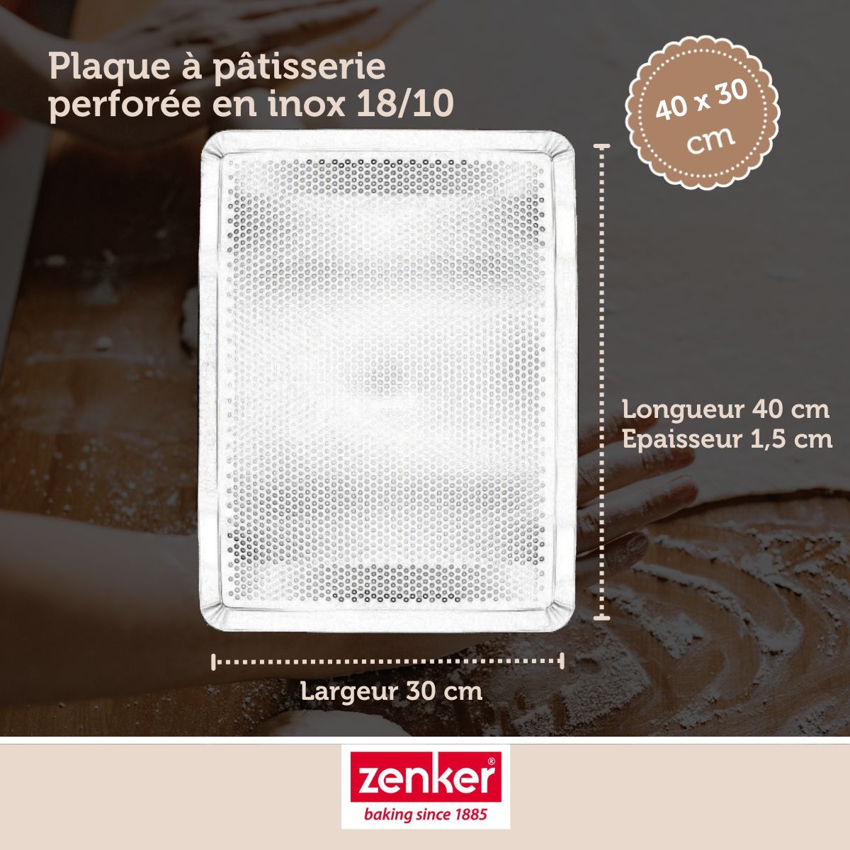 Zenker - Plaque À Pâtisserie Perforée 40 X 30 Cm En Acier Inoxydable Zenker Special Cooking - Aluminium