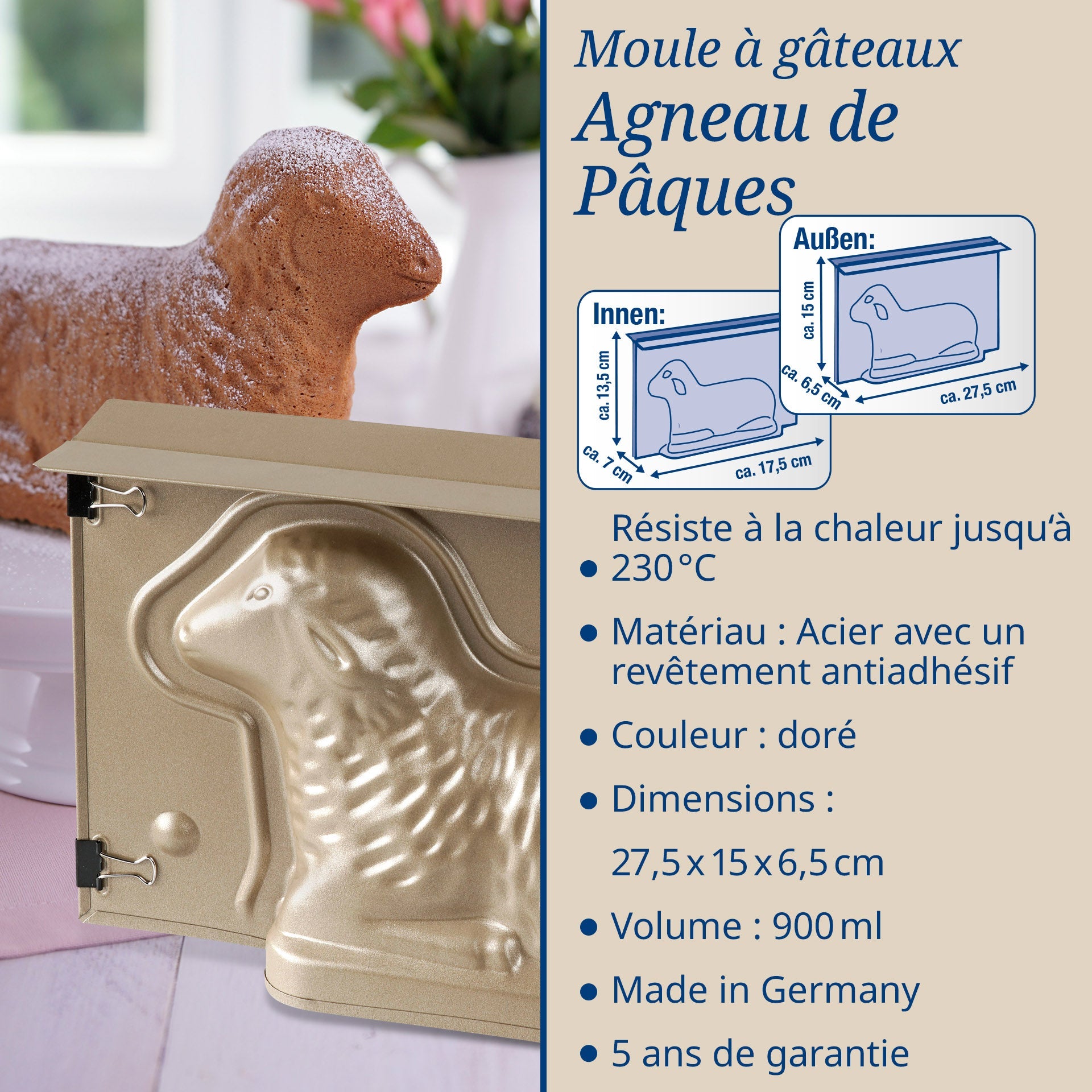 Dr Oetker - Moule À Gâteaux Agneau Pascal Dr. Oetker Baker Edition - Or