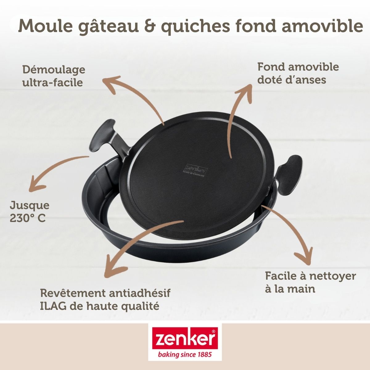 Zenker - Moule À Gâteau Et Quiches Rond De 28 Cm Avec Fond Amovible Zenker Black Metallic - Noir