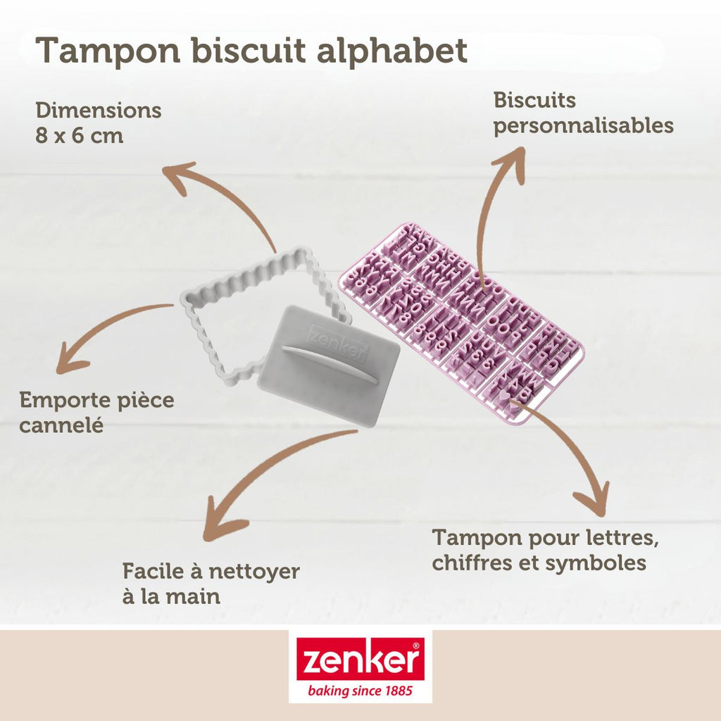 Zenker - Tampon Alphabet Pour Biscuit Zenker Et Mini Rouleau À Pâtisserie - Gris|Bois