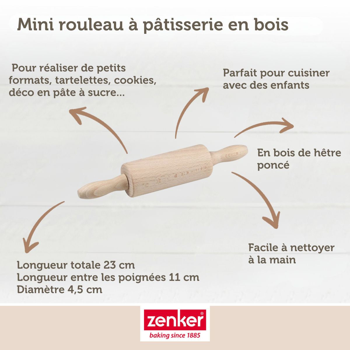 Zenker - Tampon Alphabet Pour Biscuit Zenker Et Mini Rouleau À Pâtisserie - Gris|Bois