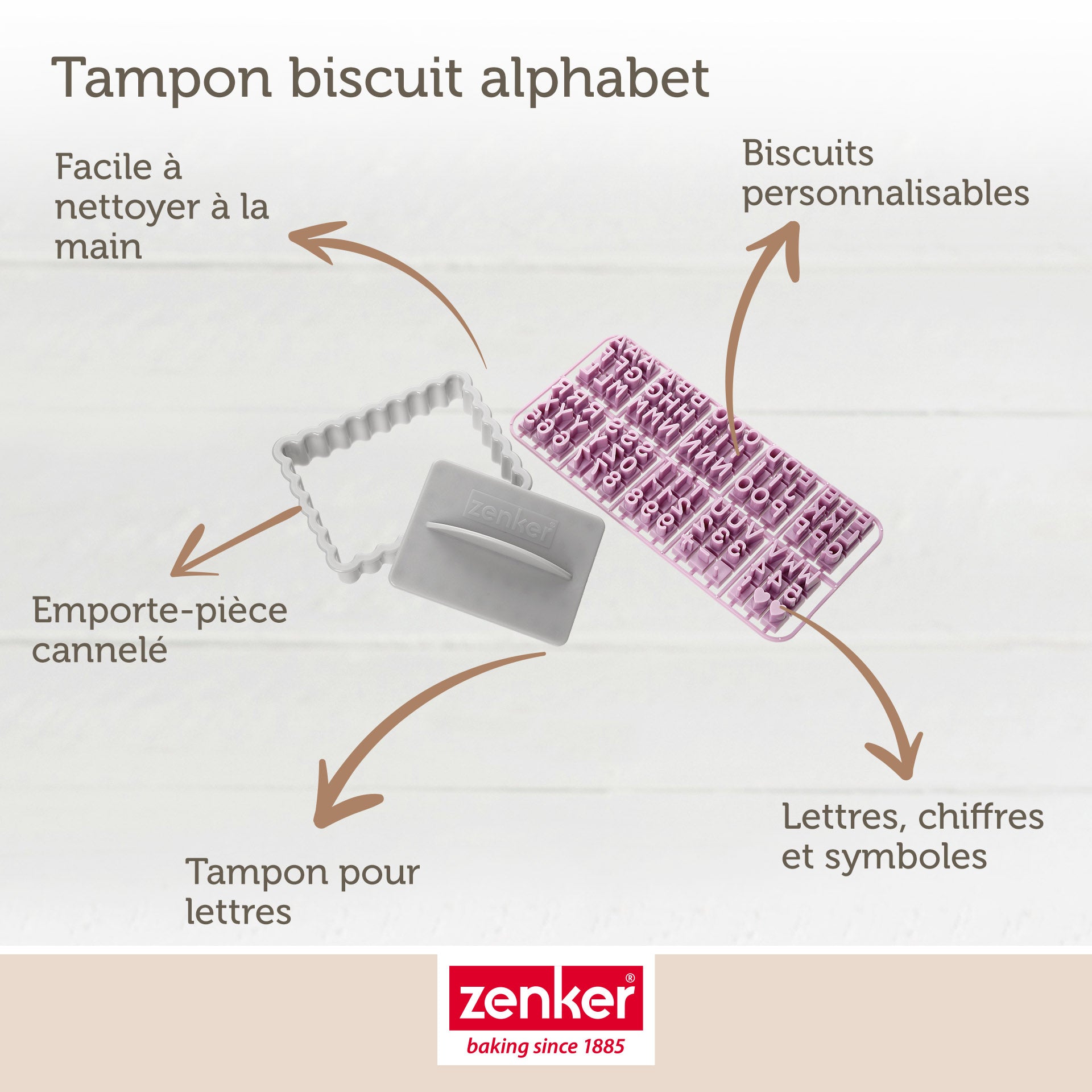Zenker - Tampon Alphabet Pour Biscuit Zenker Smart Pastry - Gris