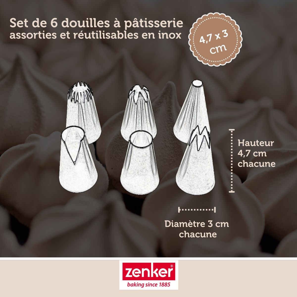 Zenker - Lot De 6 Douilles À Pâtisserie En Inox Grand Modèle Zenker Smart Pastry - Gris