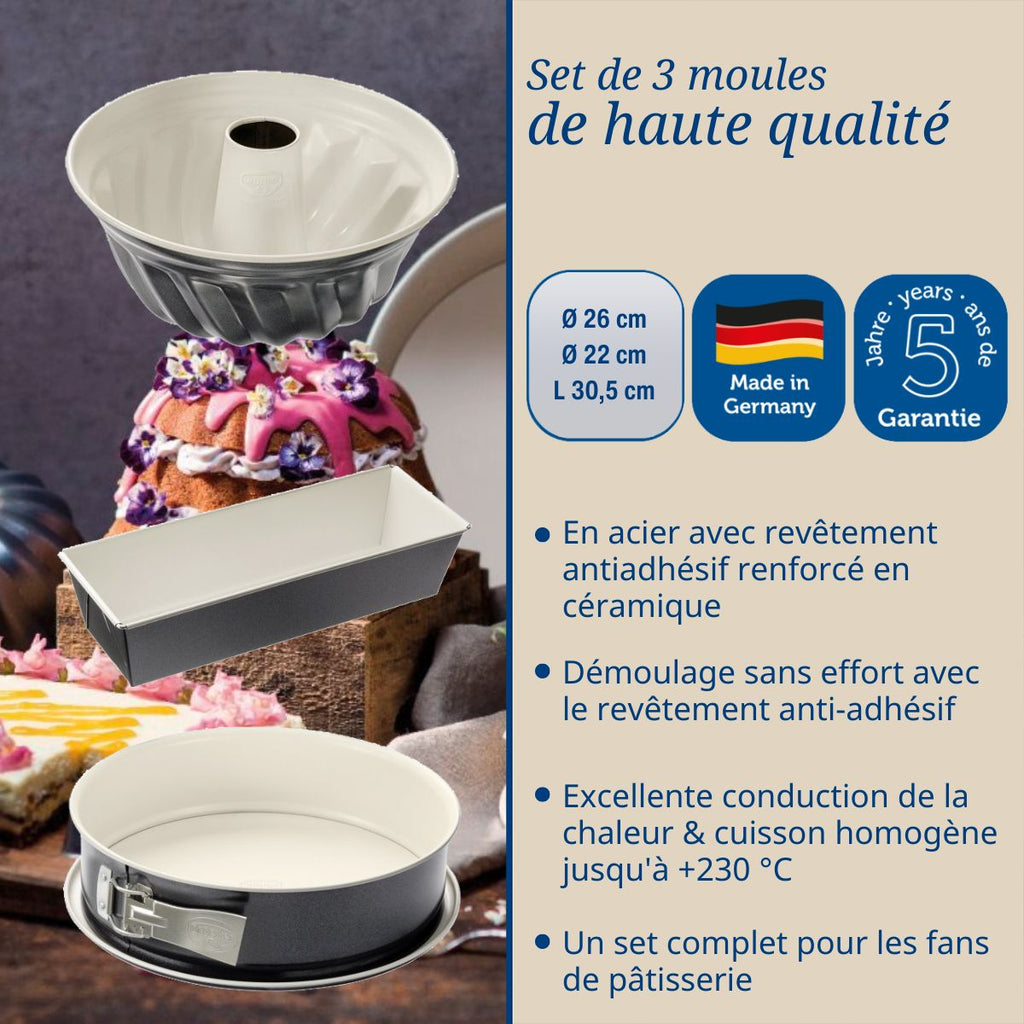 Dr Oetker - Set De 3 Moules À Pâtisserie Dr Oetker Back-Trend - Blanc|Gris