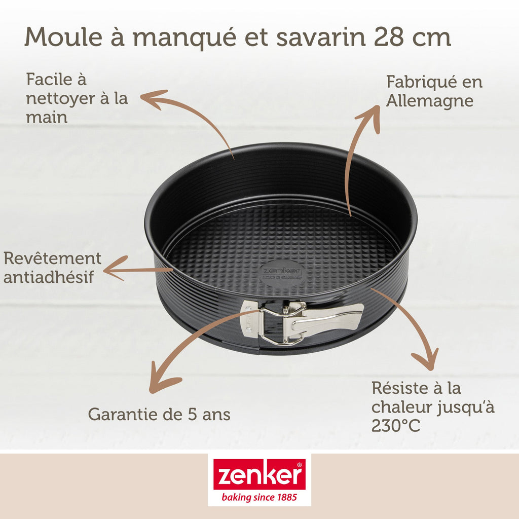 Zenker - Moule À Manqué Et Savarin Double Fond 28 Cm Zenker Black Metallic - Noir
