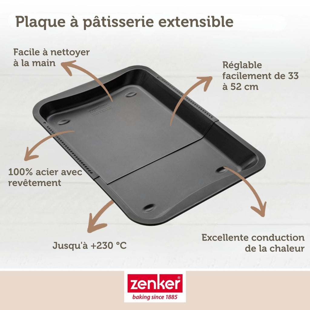 Zenker - Plaque De Four Extensible De 35-52 X 32 Cm Zenker Black Metallic - Noir