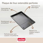 Zenker - Plaque À Pizza Rectangulaire Perforée Extensible 37 À 52 X 33 Cm Zenker Black Metallic - Noir