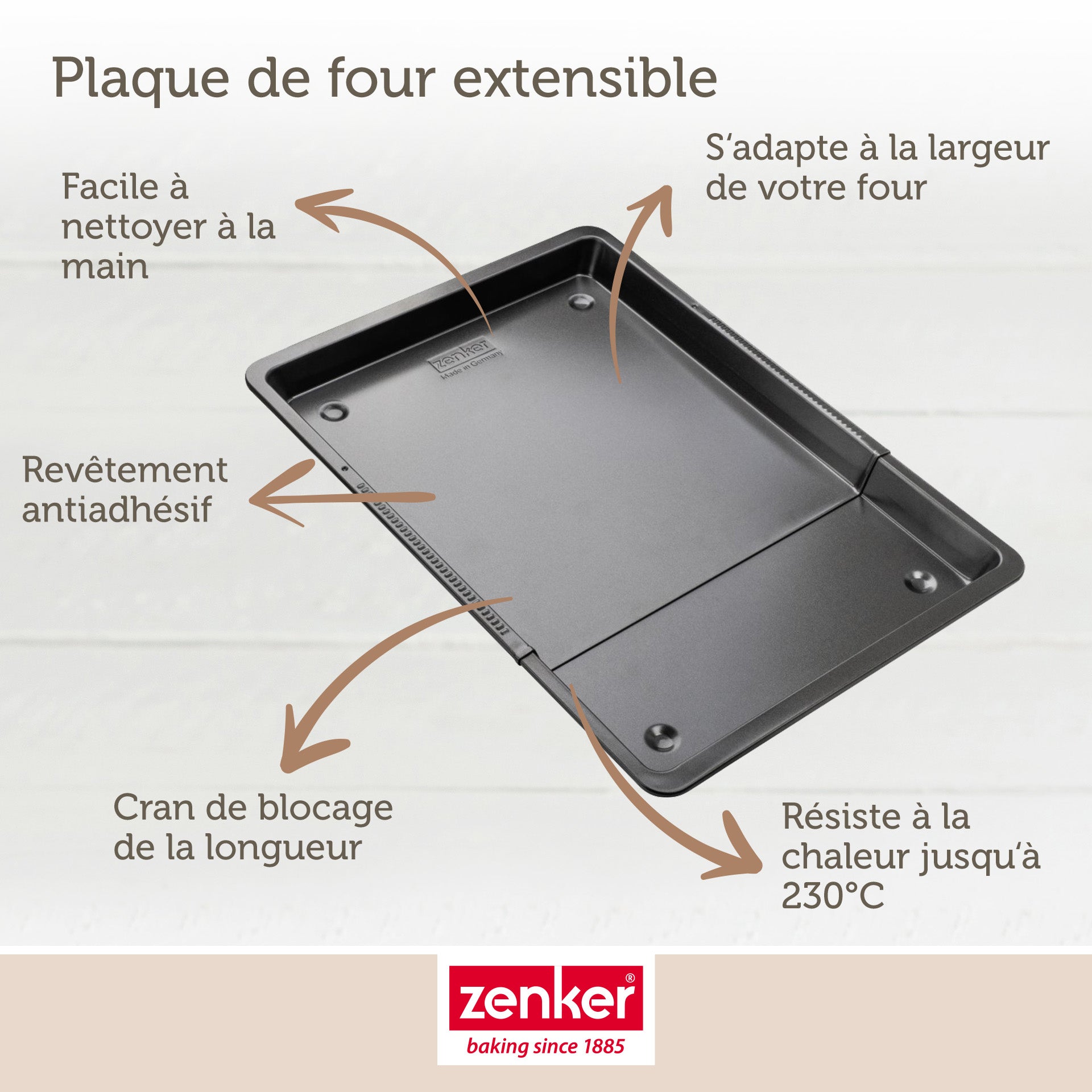 Zenker - Plaque De Cuisson Four Extensible De 37 À 52 Cm Zenker Black Metallic - Noir