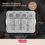 Zenker - Moule À Gâteaux 12 Carrés En Silicone Fibre De Verre Zenker - Noir