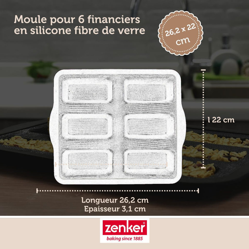 Zenker - Moule 6 Financiers 26 X 22 Cm Zenker Silicone Fibre De Verre - Noir|Gris