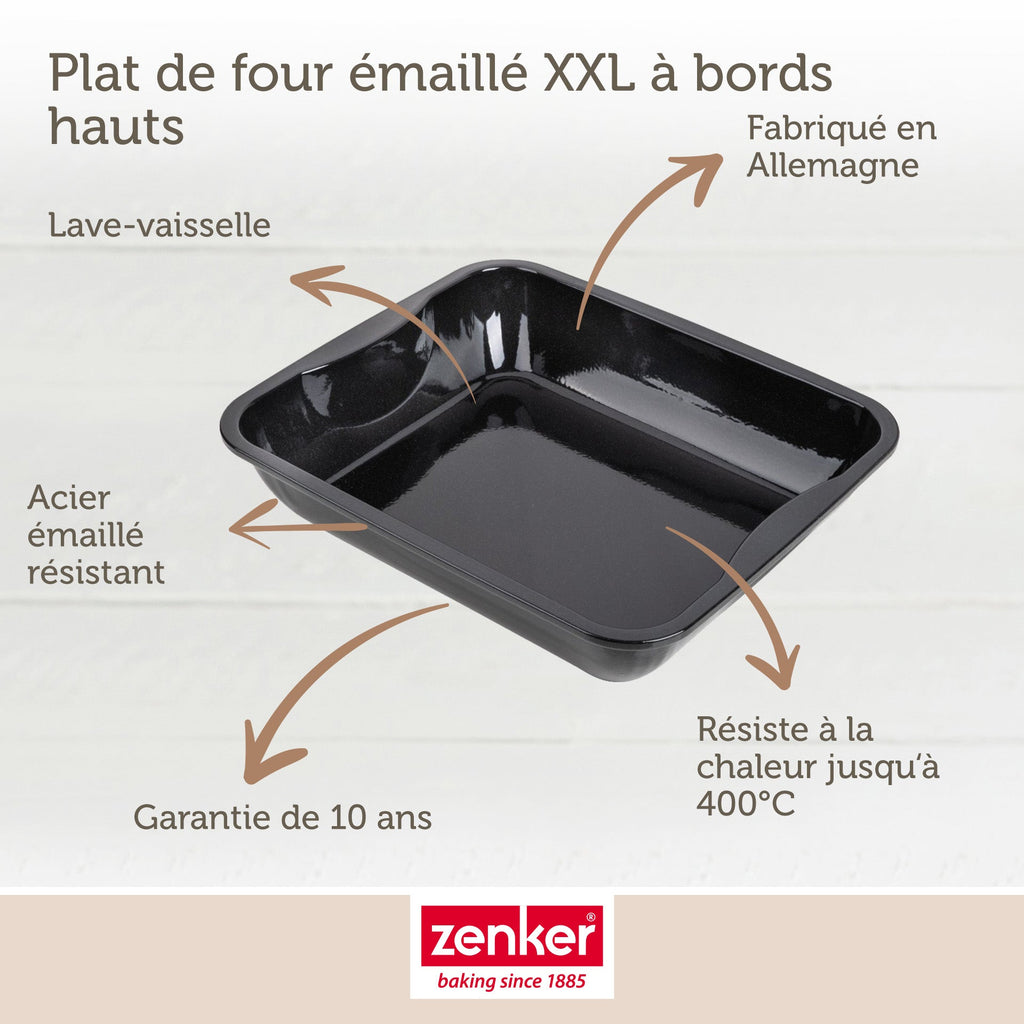 Zenker - Plat À Four Xxl Rectangle En Acier Émaillé 40 X 34 Cm Zenker Spécial Cooking - Noir