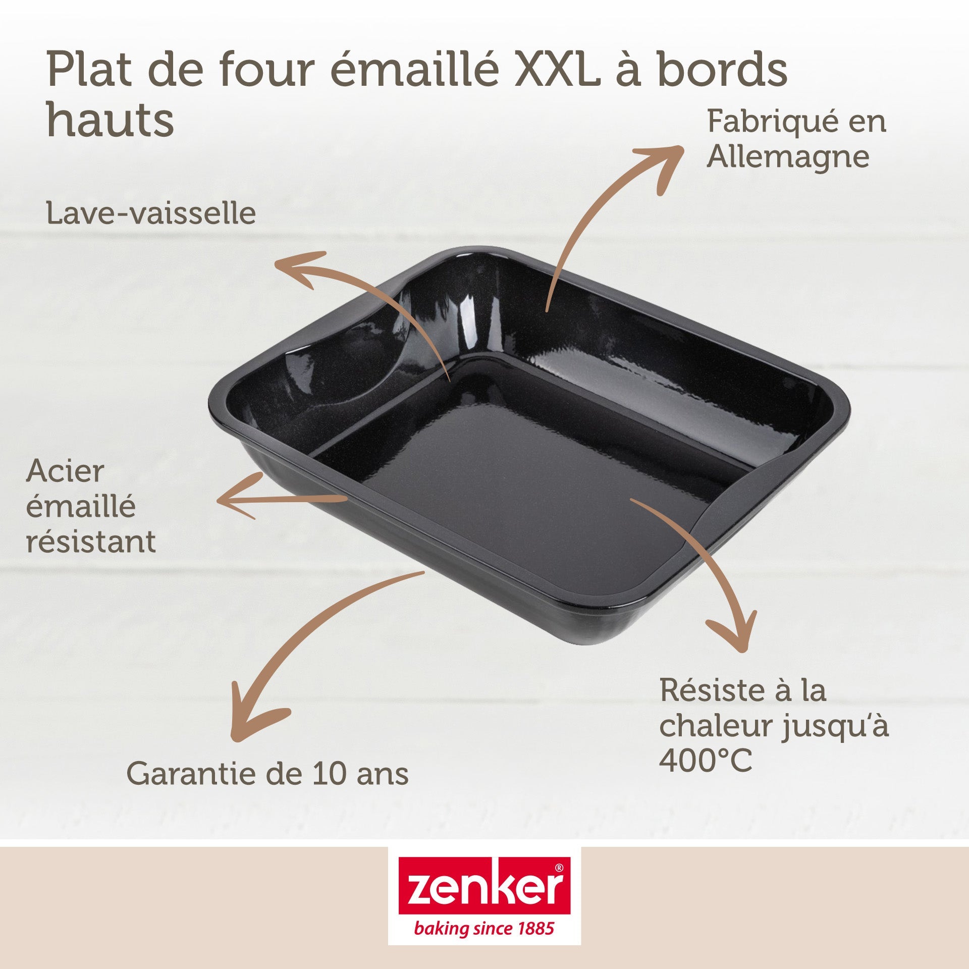 Zenker - Plat À Four Xxl Rectangle En Acier Émaillé 40 X 34 Cm Zenker Spécial Cooking - Noir