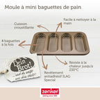 Zenker - Moule À Pain Perforé 4 Mini Baguettes 33 X 22 Cm Zenker Mojave Gold - Or