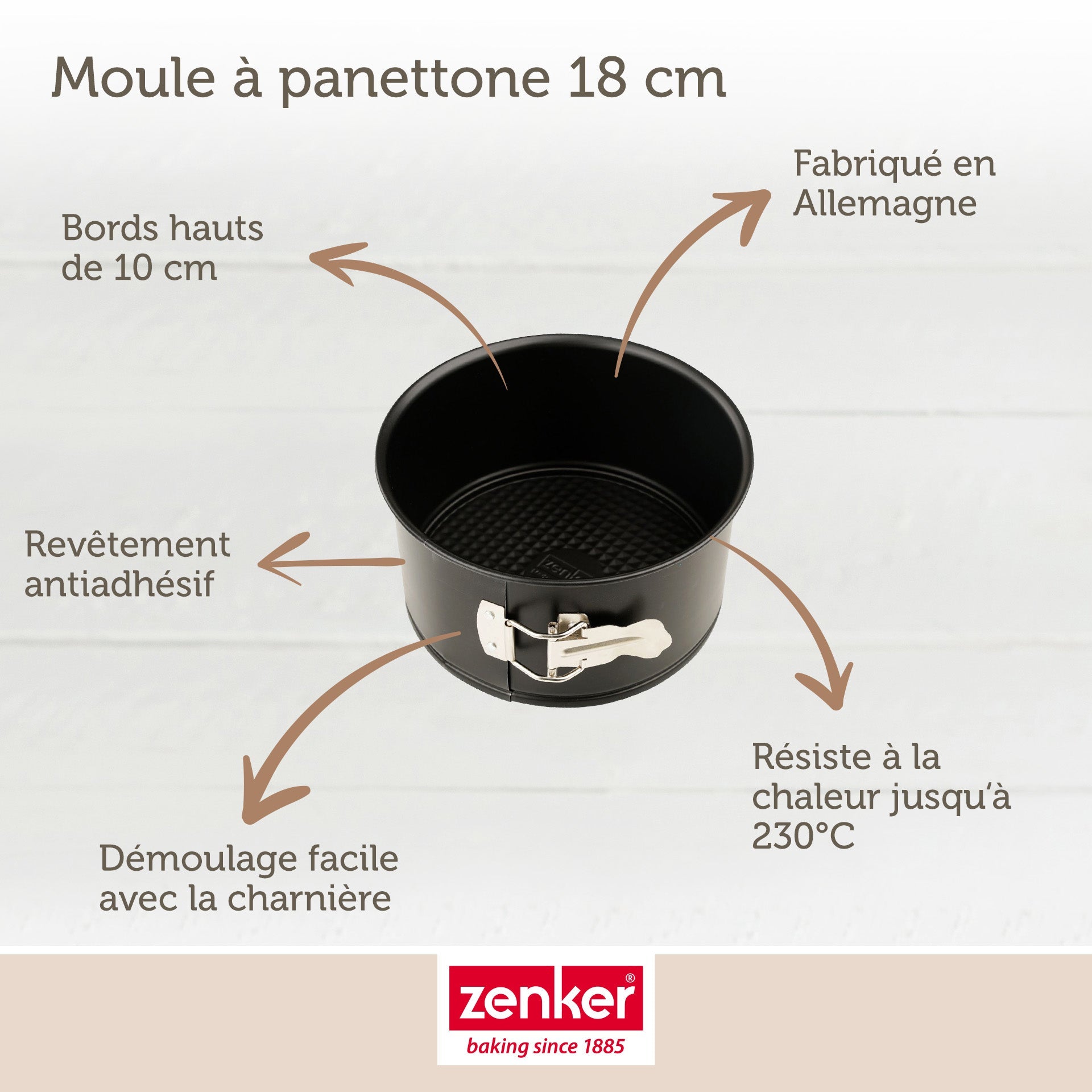 Zenker - Moule À Panettone À Charnière 18 Cm Zenker Spécial Countries - Noir