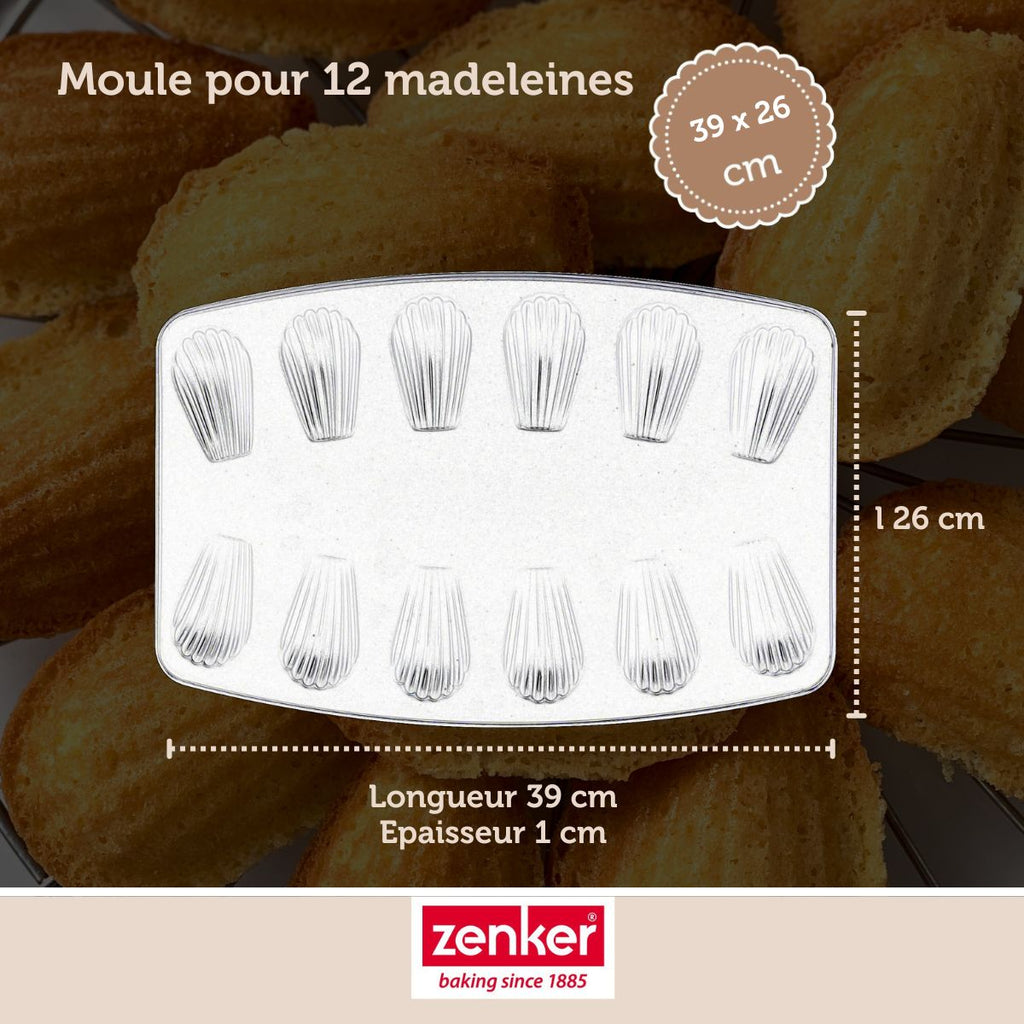 Zenker - Moule 12 Madeleines 26 X 39 Cm Zenker Spécial Countries - Noir